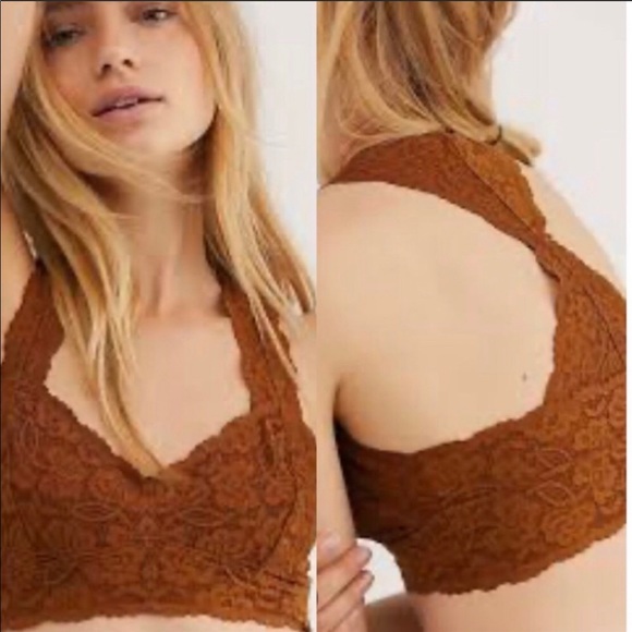 Free People Galloon Lace Bralette Copper Tan XS - Picture 2 of 13